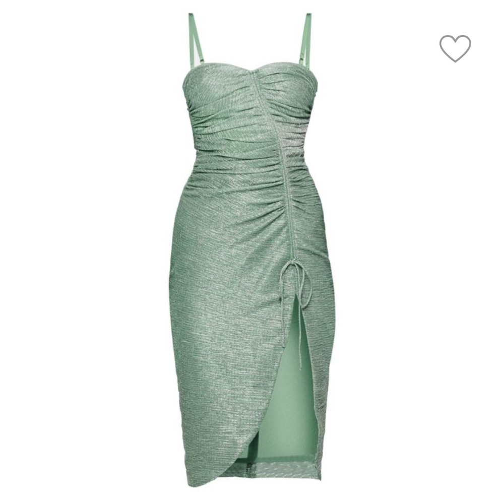 Jonathan Simkhai Roxanne Ruched Plisse Dress Jade Sz 6